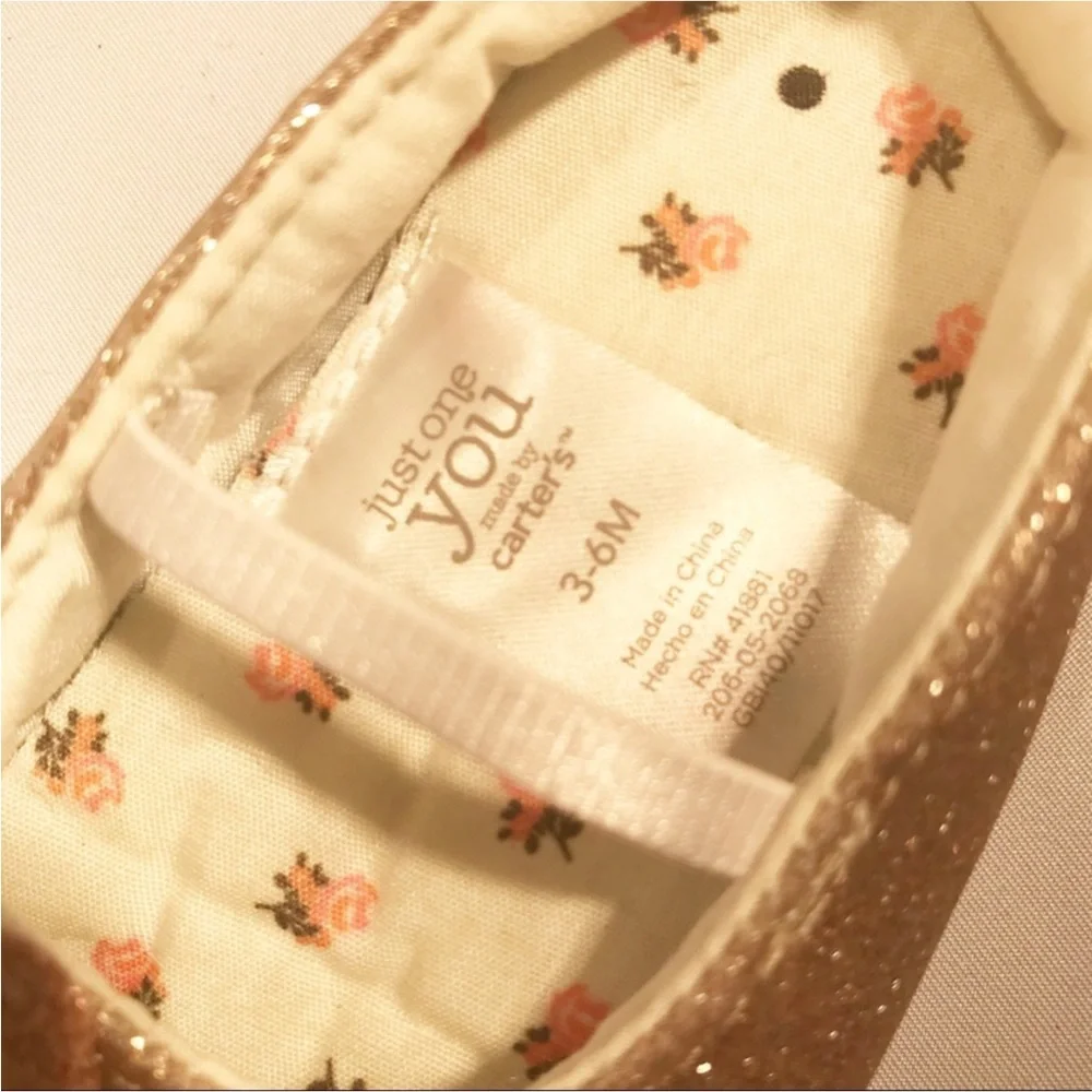 Carter's Gold Dress Shoes with Glittery Bow